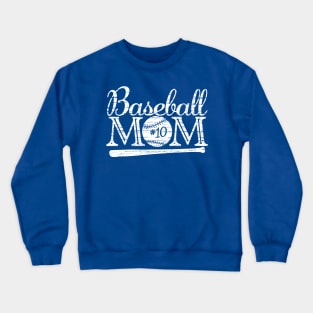 Vintage Baseball Mom #10 Favorite Player Biggest Fan Number Jersey Crewneck Sweatshirt